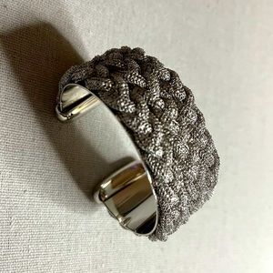 ANN TAYLOR Silver Braided Mesh Cuff Bracelet